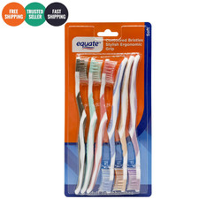 Equate Soft Manual Toothbrushes 6 Count Contoured Bristles Ergonomic Grip New