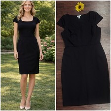 NINE WEST Classic Black Sheath Dress with Square Neck Size M