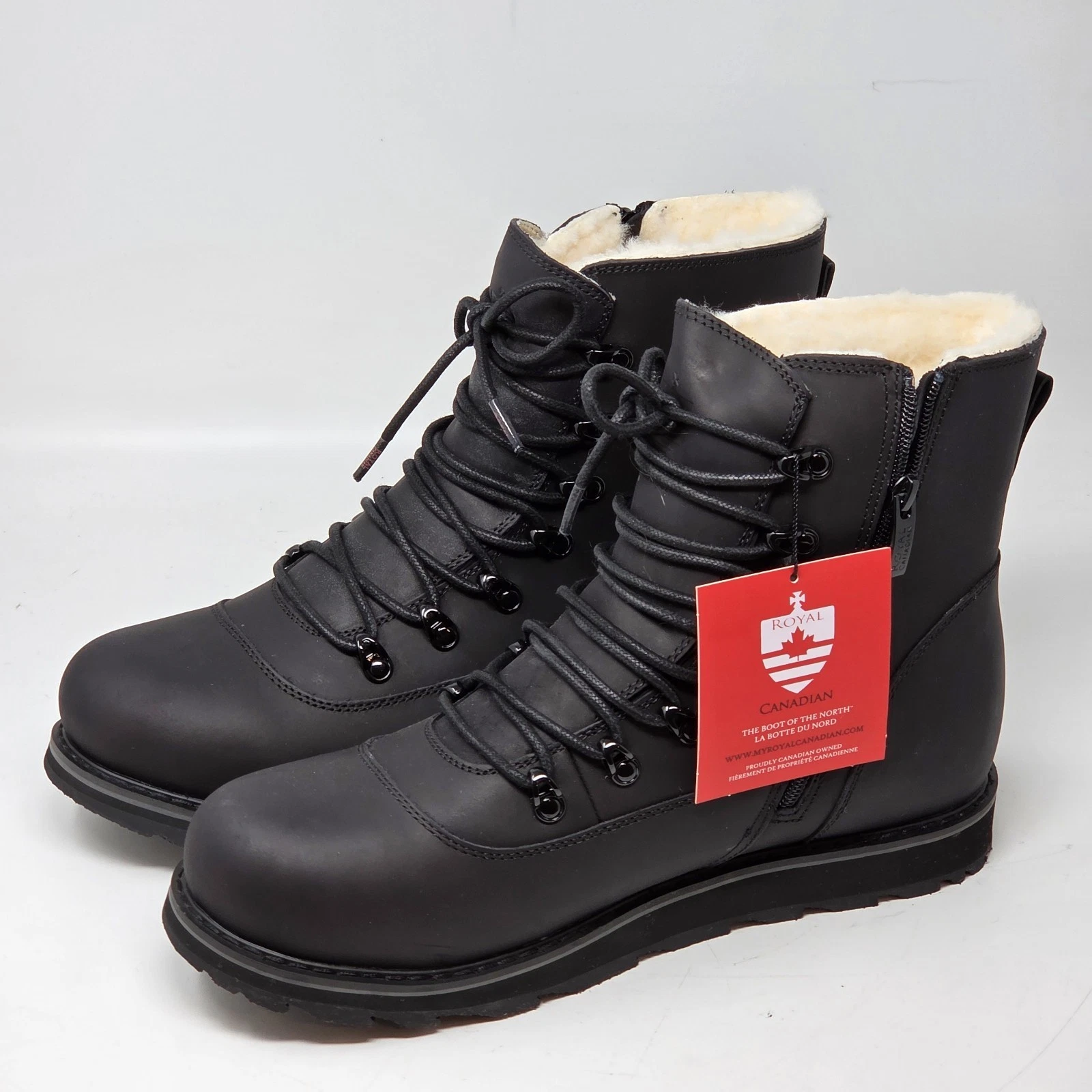 Royal Canadian Boots Mens 11 Armstrong Black Leather Waterproof Zip Black NWT
