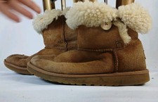 UGG Australia braune Damen-Stiefeletten aus Leder mit Kunstfellbesatz Größe 4 UK