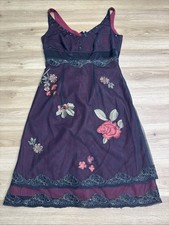 Women’s 2P Adrianna Papell Petite Embroidered Floral Mesh Dress Burgundy