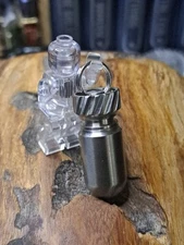 Small Titanium Keychain Pill Fob Travel Container With 15mm  Titanium Keyring 