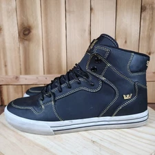 Supra Vaider Shoes Mens 10.5 Black Gold High Top Skate Sneakers