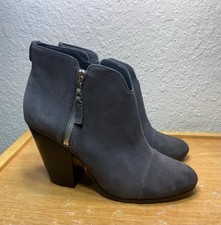 rag bone Newbury Gray Suede Leather Ankle Booties Almond Toe Zip Women 9
