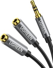 UGREEN Headphone Splitter 3.5mm Audio Stereo Y Aux Extension Black