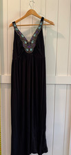 LANE BRYANT WOMENS DRESS BLACK V NECK TANK SLEEVELESS LONG SUNDRESS SIZE 14/16