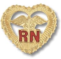 Rn Heart Caduceus Pin Beaded Gold Plate Medical Emblem W/safety Catch Nurse Rn Heart Caduceus Pin Beaded Gold Plate Medical Emblem W/safety Catch Nurse