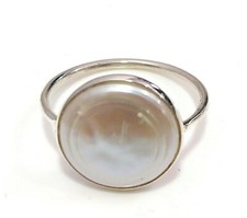 Natural Mother of Pearl Gemstone Handmade 925 Sterling Silver Ring Size 6.5
