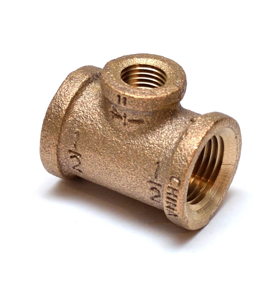 1/2 x 1/4 NPT Female Tee Reducer Brass Fitting Fuel Air Water Oil Gas FasParts - Image 2 of 4