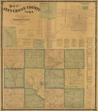 22" x 24" 1871 Map of Map of Jefferson County, Iowa