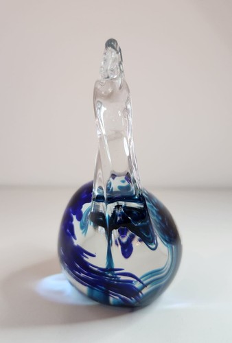 Murano Art Glass Decorative Swan Figurine/Paperweight Blue Swirl - Picture 7 of 7