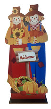 Welcome Sign Scarecrow Standing Decor Outdoor 14x31x4 wood sturdy garden New
