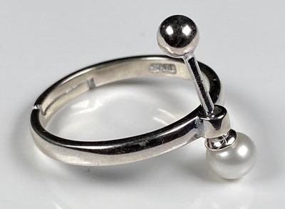 Silber Damen Ring 925er Silber mit Perle Größenverstellbar