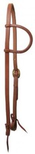 Medium oiled leather ONE EAR HEADSTALL w/ Single brass buckle Edged sides Horse