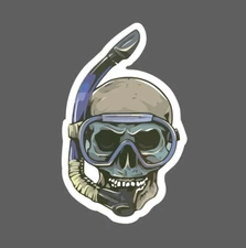 Diver Sticker Skull Snorkeling Waterproof Bones Ocean Diving Cave Gift NEW