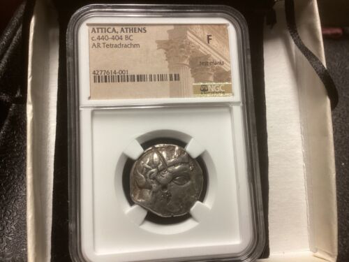 Attica Athens c.440-404 BC AR Tetradrachm ATHENA OWL Ancient Greek Coin NGC F