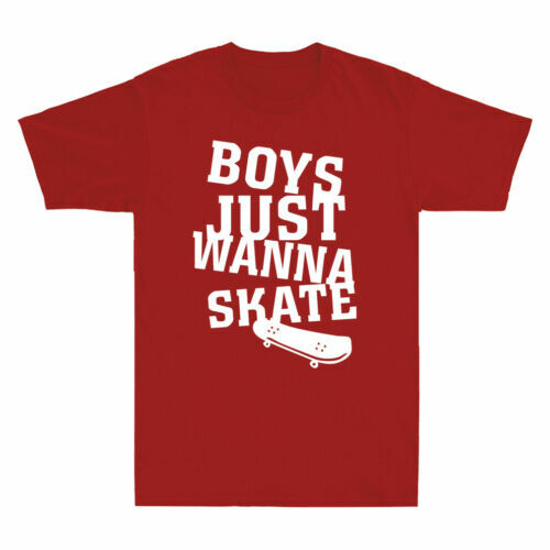 Patinador Niños Just Wanna Skate Camisa Patineta Novedad Para Hombre Camiseta Negra Roja