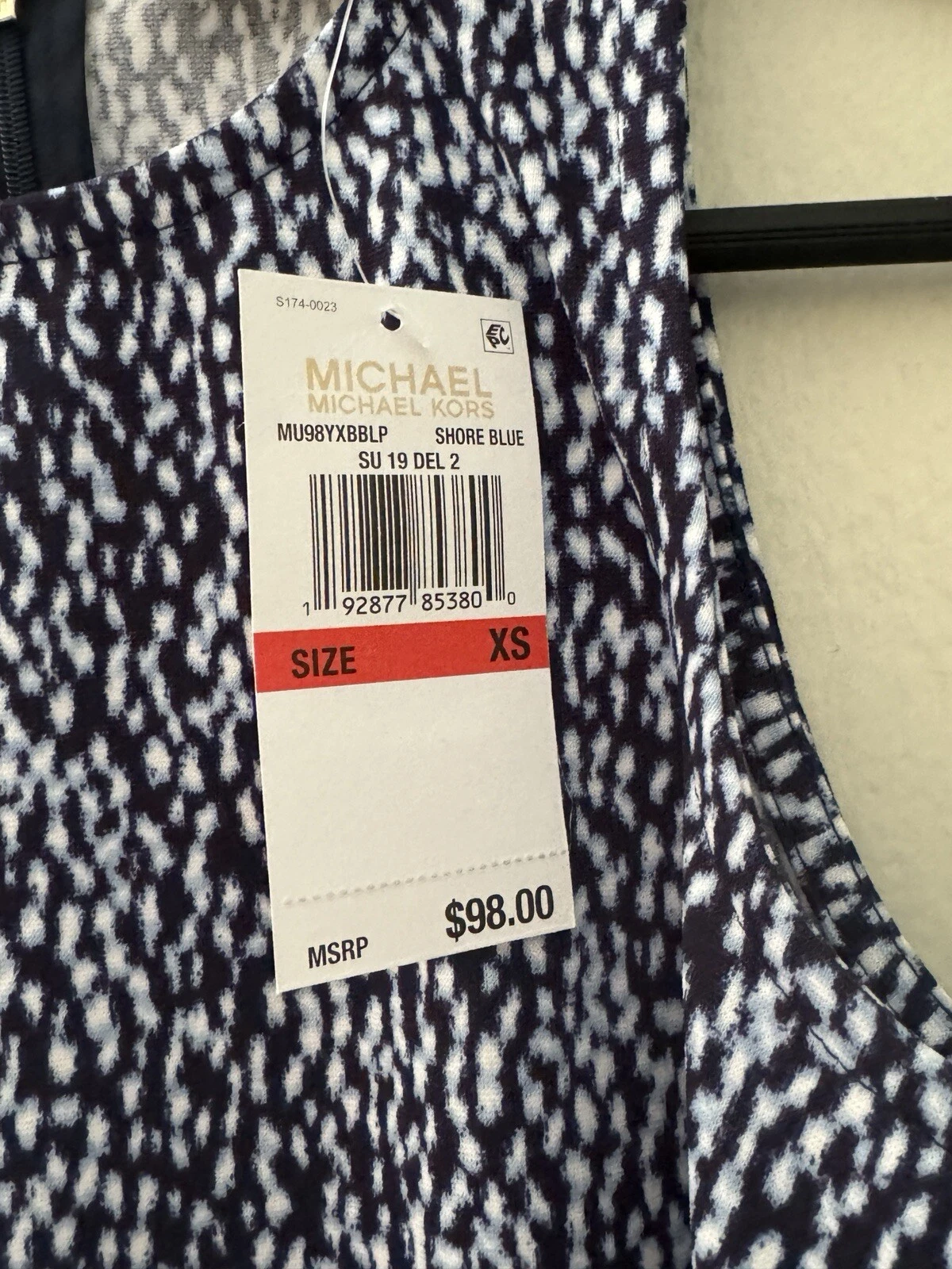 MICHAEL KORS abito donna viola senza maniche scollo zip mini cocktail tubino XS