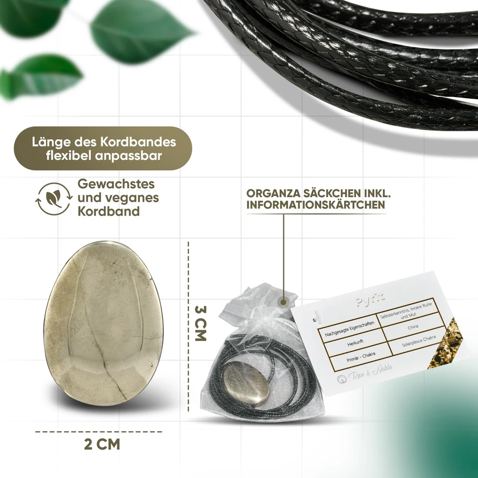 Pyrit Edelstein Anhänger | Kristall Kette mit Tropfen Anhänger - Bild 4 von 4