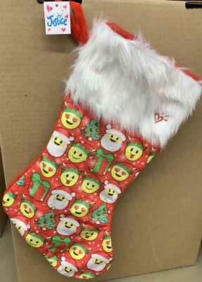 JUSTICE CHRISTMAS STOCKING HOLIDAY EMOJIS PLUSH SUPER CUTE!!