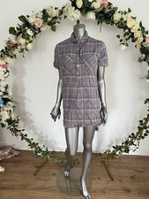Influence Dress Size 12 Purple Check Pocket Shirt Dress New LE76