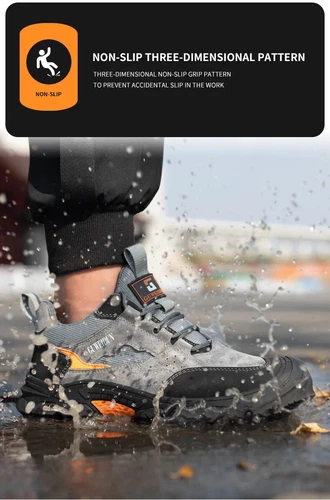 Breathable Men's Work Shoes Steel Toe Anti Smash Safety Boots Fashion Sneakers - Picture 17 of 24