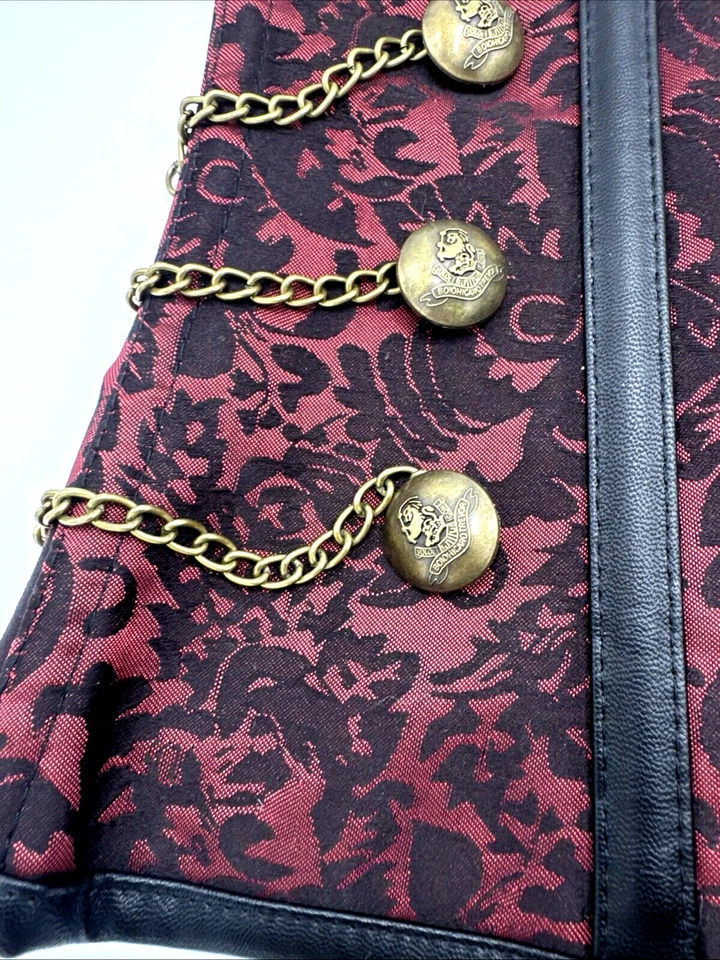 Espartilho da realeza vampiro marrom e preto com zíper e cadarço sexy GG cosplay Halloween - Imagem 2 de 4