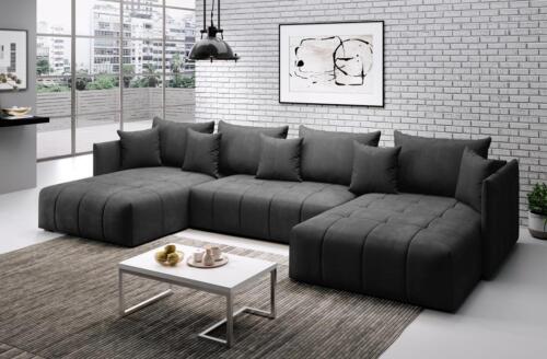Furnix U-Form-Sofa ASVIL Wohnzimmersofa Schlaffunktion Bettkasten Farbauswahl - Bild 1 von 23