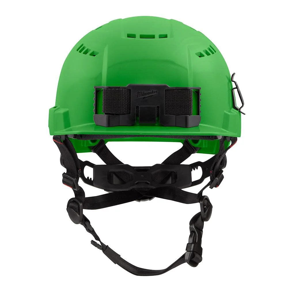 Milwaukee Green Front Brim Vented Helmet With Bolt Class C