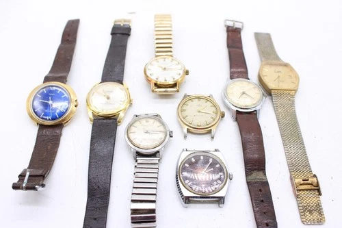 F x 8 Vintage Gents Manual Wristwatch Not Working Inc Limit, Avia, Timex Etc