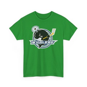 Defunct Jr. Hockey Team Plymouth Whalers Printed T-Shirt Hartford New England