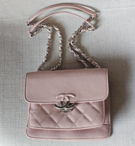 Authentic Chanel CC Box Flap Bag Quilted Calfskin Shoulder Bag Used