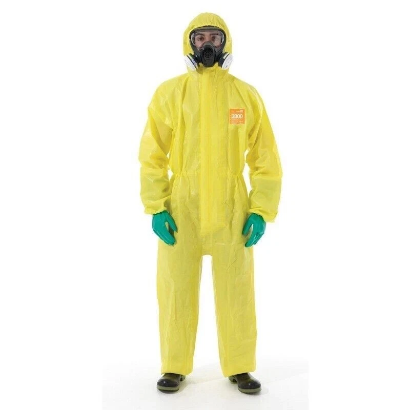 Lot of 3 Ansell Microchem AlphaTec 68-3000 Chemical Resistant Coveralls 2XL image 1