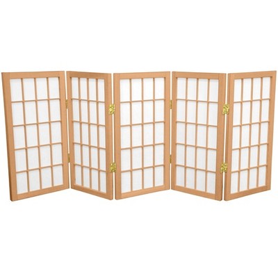 2 ft. Short Desktop Window Pane Shoji Screen - Natural - 5 Panels