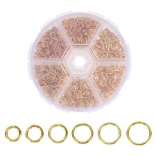 Jump Rings for Jewelry Making, 6 Sizes Alloy Open Jump Rings Gold, 880Pcs