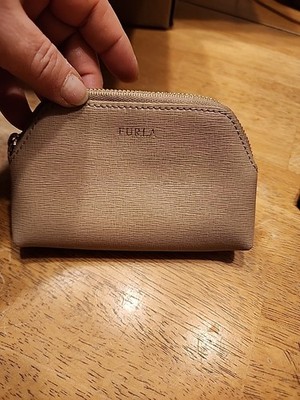 Furla Camelia Makeup Bag Crafted From Textured Grained Leather. Made In Italy