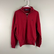 Polo Ralph Lauren Men's Red Estate Rib Quarter Zip Up Sweater Size Small