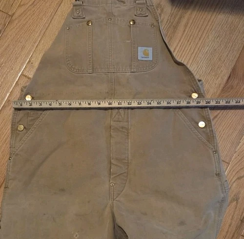 Vintage Carhartt Quilt Lined Double Knee Duck Bib Overalls Brown No Tag Workwear image 4