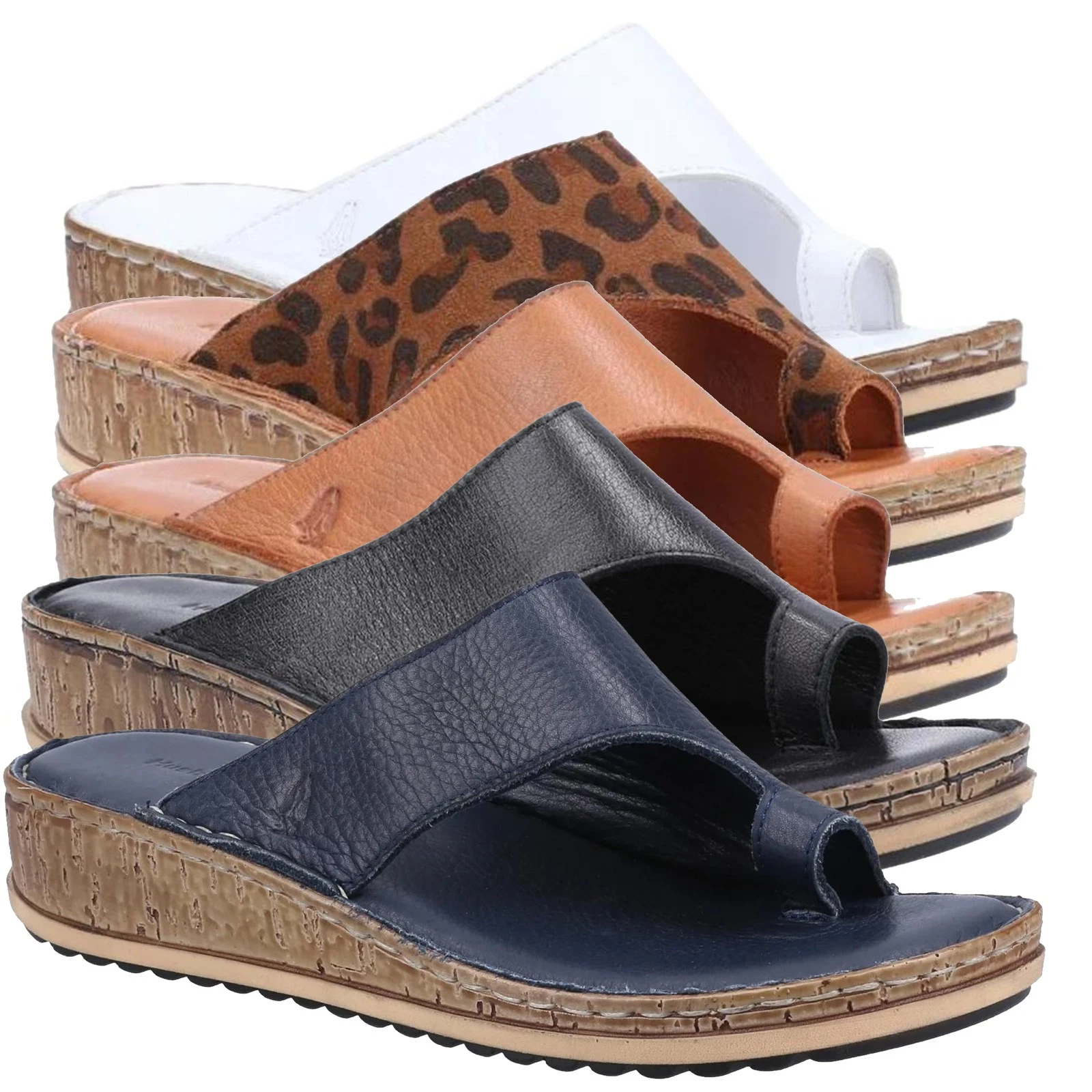 Womens Hush Puppies Elissa Wedge Heeled Slip On Toe Post Sandals Sizes 3 to 8