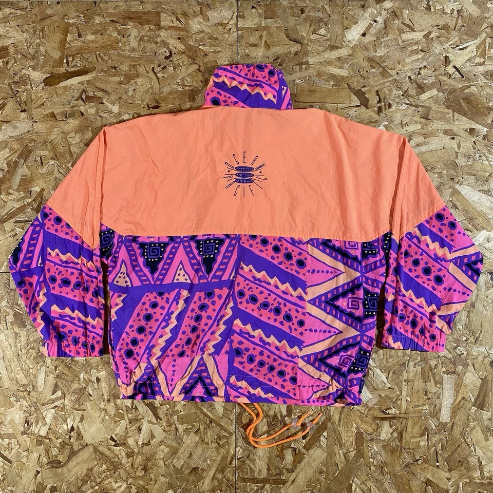Chaqueta Pullover Vintage Años 90 Océano Pacífico Patrón Abstracto Media Cremallera Talla M/L Foto 2 de 4