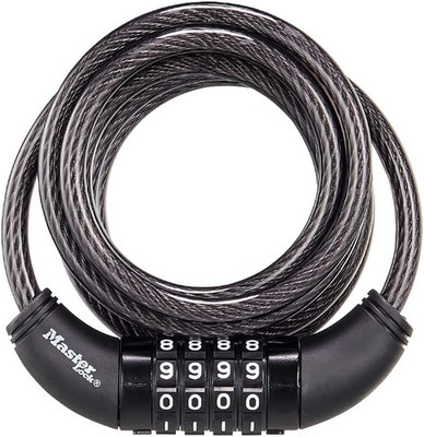 Master Lock Black Set Your Own Combination Bike Lock, Metal Cable Lock Has a Wea