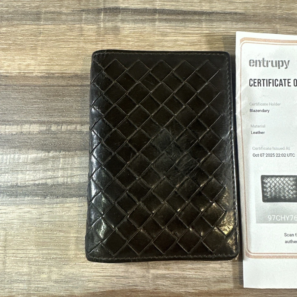 Auténtico tarjetero Bottega Veneta marrón intrecciato piel de cordero Foto 2 de 4
