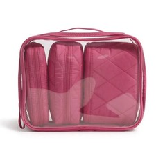 Vera Bradley 4 Piece Cosmetic Bag Set Peacock Pink NWT