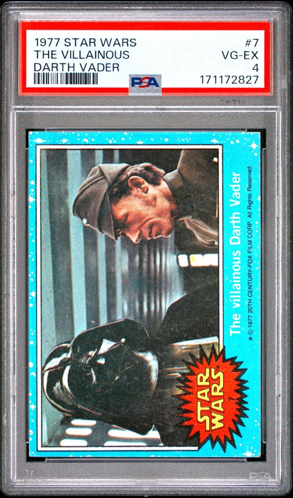 1977 Topps Star Wars Blue Series - The Villainous Darth Vader #7 PSA 4 view 1