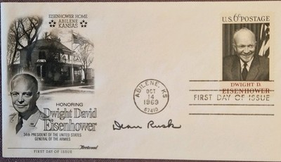 Dean Rusk - Berühmter US-Außenminister unter Kennedy & Johnson signiert FDC COA