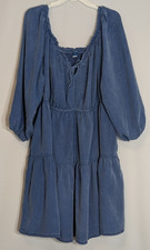 OLD NAVY Blue Chambray Short Boho Peasant Dress; 3/4 Sleeves; Size 3X