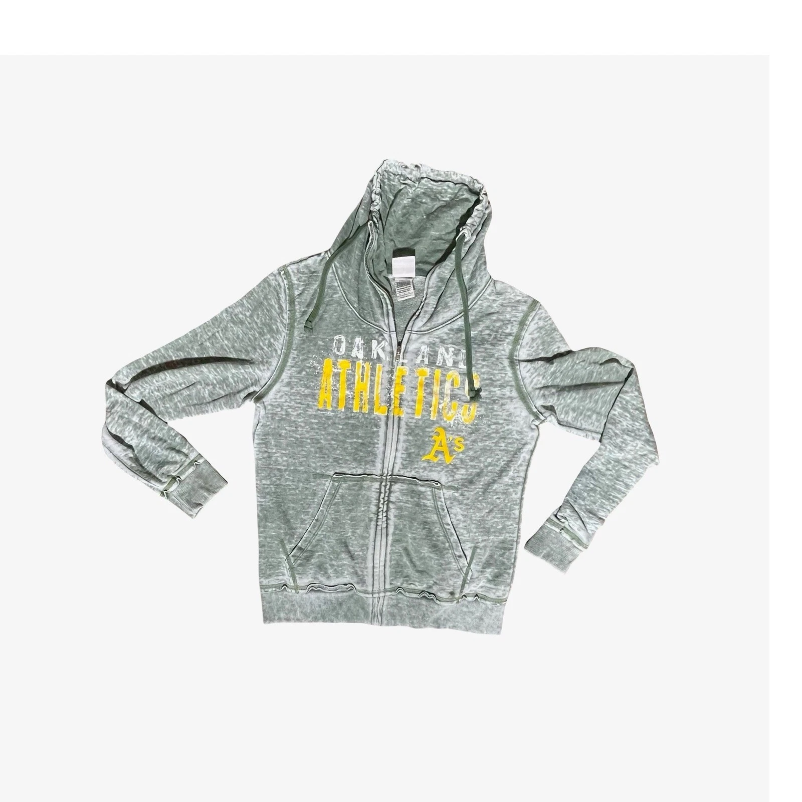 5th & Ocean Oakland Athletics MLB Full Zip Burnout Hoodie Green Womens L