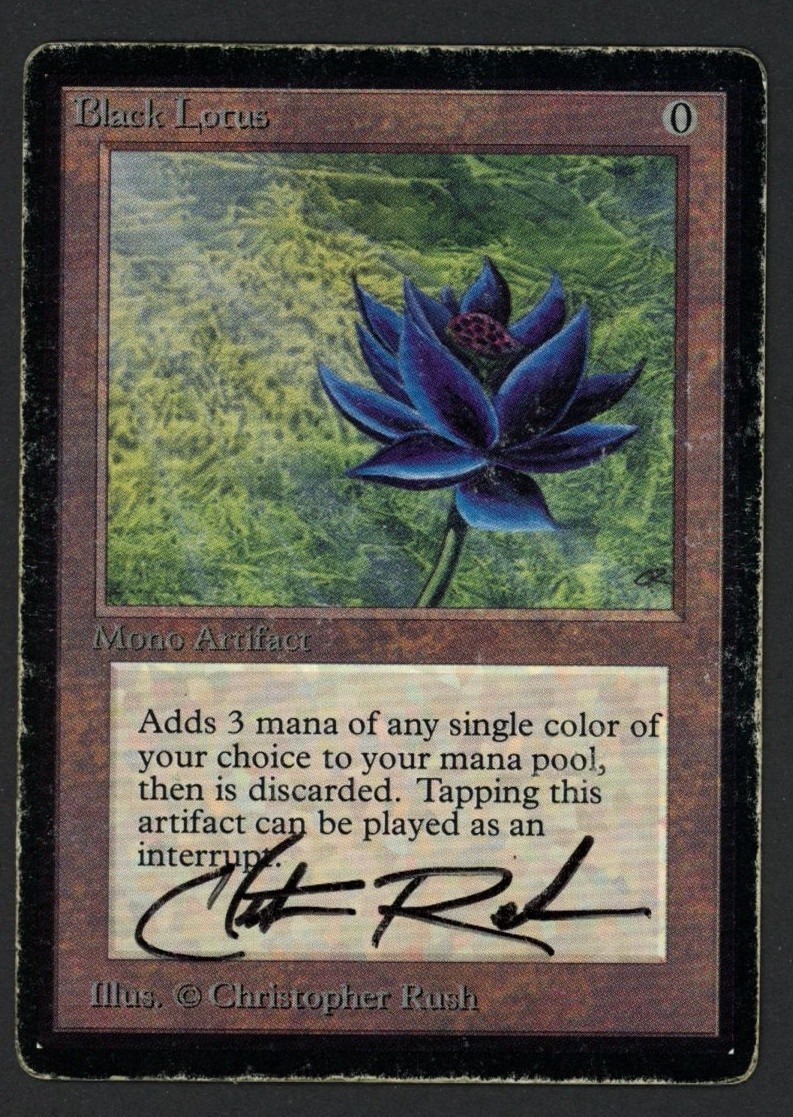***Beta Black Lotus Signed (Recolored Edge) MTG Beta Christopher Rush Kid Icarus