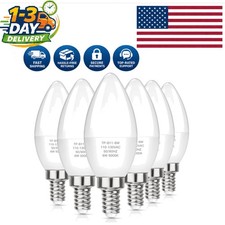 Long Lasting E12 LED Candelabra Lights, 5000K Daylight, Non-Dimmable, 6 Pack
