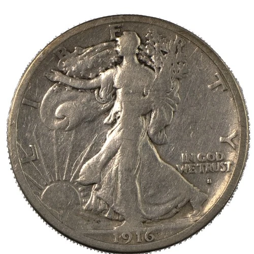 1916-S Walking Liberty Half – Tough Date – Fine F+ Cleaned - San Francisco 50c